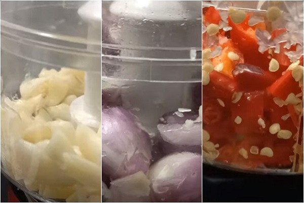 Băm nhuyễn các nguyên liệu làm xốt