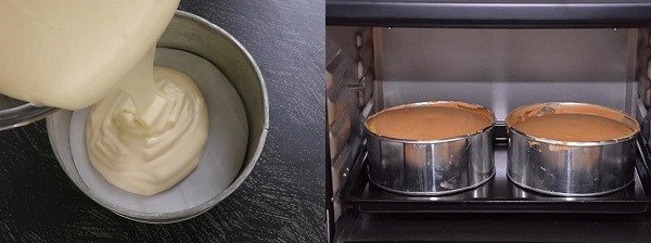 Bánh gato đang được làm chín trong lò vi sóng tiện lợi