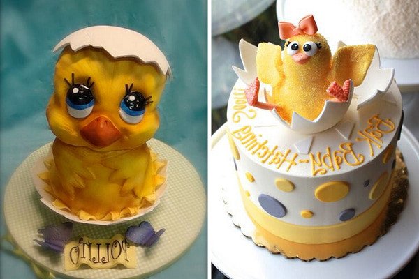 Bánh kem fondant hình con gà trống oai phong với màu sắc rực rỡ