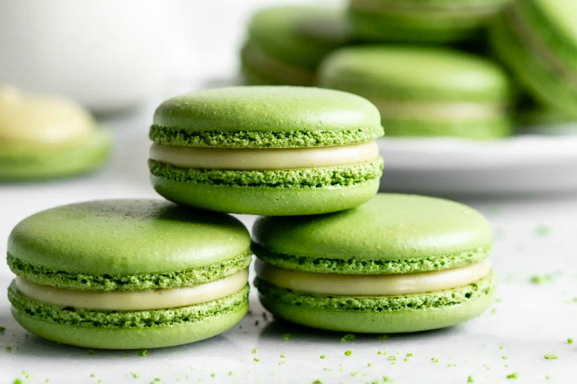 Bánh Macaron nhân kem bơ matcha thơm lừng