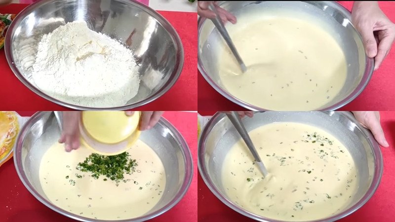 Bánh xèo chay nhân nấm kim châm, đậu hũ và rau củ, gợi ý món ăn dinh dưỡng từ bột bánh xèo.