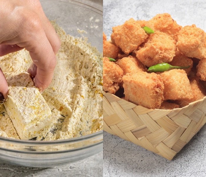 Biến tấu với cách chế biến đậu hũ ướp gia vị tẩm bột bắp