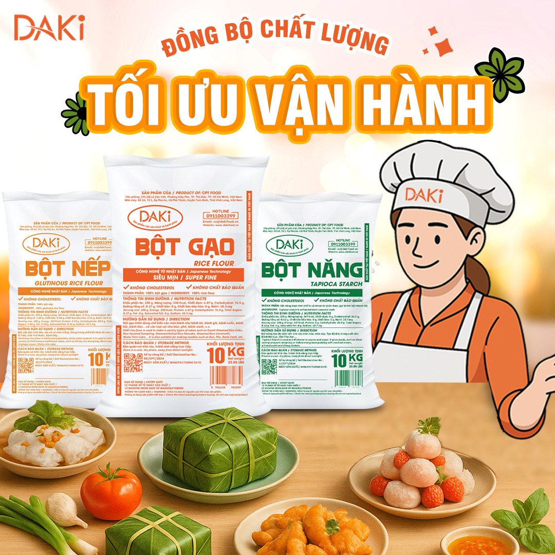 Bộ ba bột gạo, bột nếp, bột năng 10kg chất lượng cao