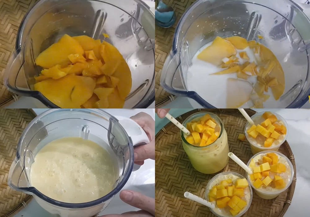 Các bước đơn giản để làm sinh tố xoài sữa chua mịn màng tại nhà