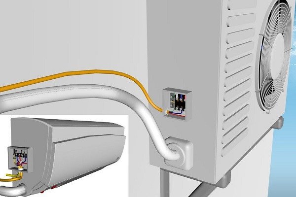 Các kết nối dây điện chuyên nghiệp trong hộp điều khiển của dàn nóng điều hòa 2 chiều