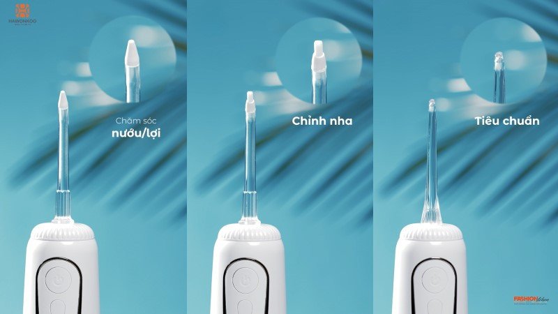 Các loại đầu tăm nước đa dạng, bao gồm đầu tăm chỉnh nha và đầu tăm tiêu chuẩn, giúp làm sạch hiệu quả.