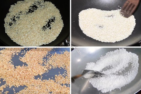 Các loại hạt được rang thơm vàng để làm muối rang gà