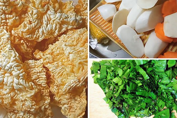 Các loại rau củ đã sơ chế sẵn sàng cho nồi nước dùng bánh canh chay