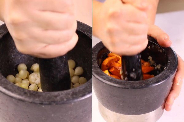 Các loại rau sống và gia vị tươi ngon ăn kèm mì Quảng cá lóc