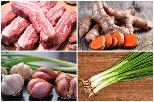 Các nguyên liệu chính để làm món thịt kho nghệ hấp dẫn