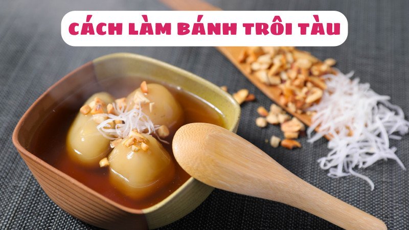 Các nguyên liệu làm bánh trôi tàu được sắp xếp trên bàn bếp chuẩn bị chế biến