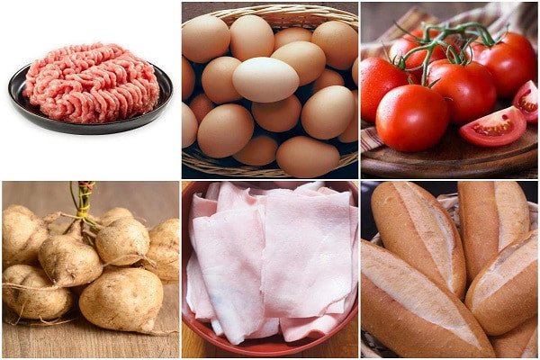 Các nguyên liệu tươi ngon chuẩn bị cho món bánh mì xíu mại Đà Lạt