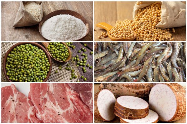 Các nguyên liệu tươi ngon chuẩn bị làm bánh cống