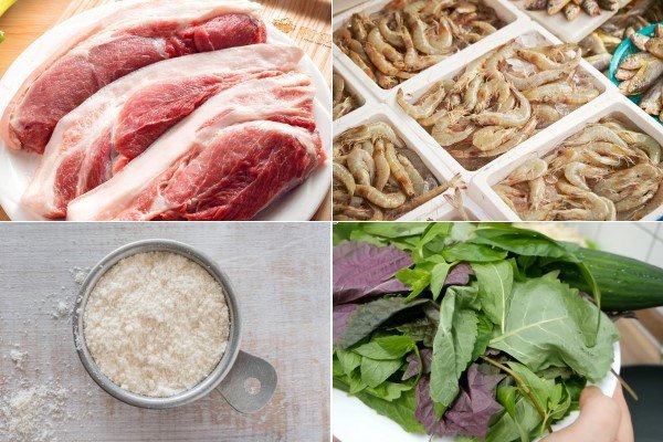Cách Làm Bánh Xèo Miền Tây Giòn Rụm Chuẩn Vị Các nguyên liệu tươi ngon để làm bánh xèo miền Tây chuẩn vị