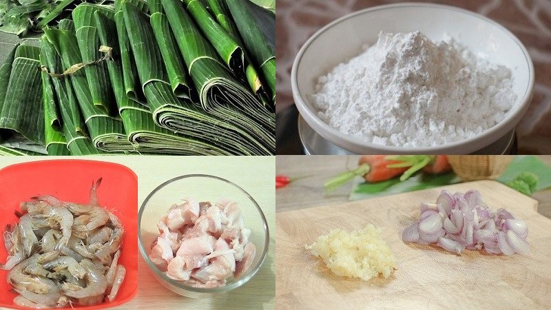 Các nguyên liệu tươi ngon làm bánh bột lọc gói lá chuối