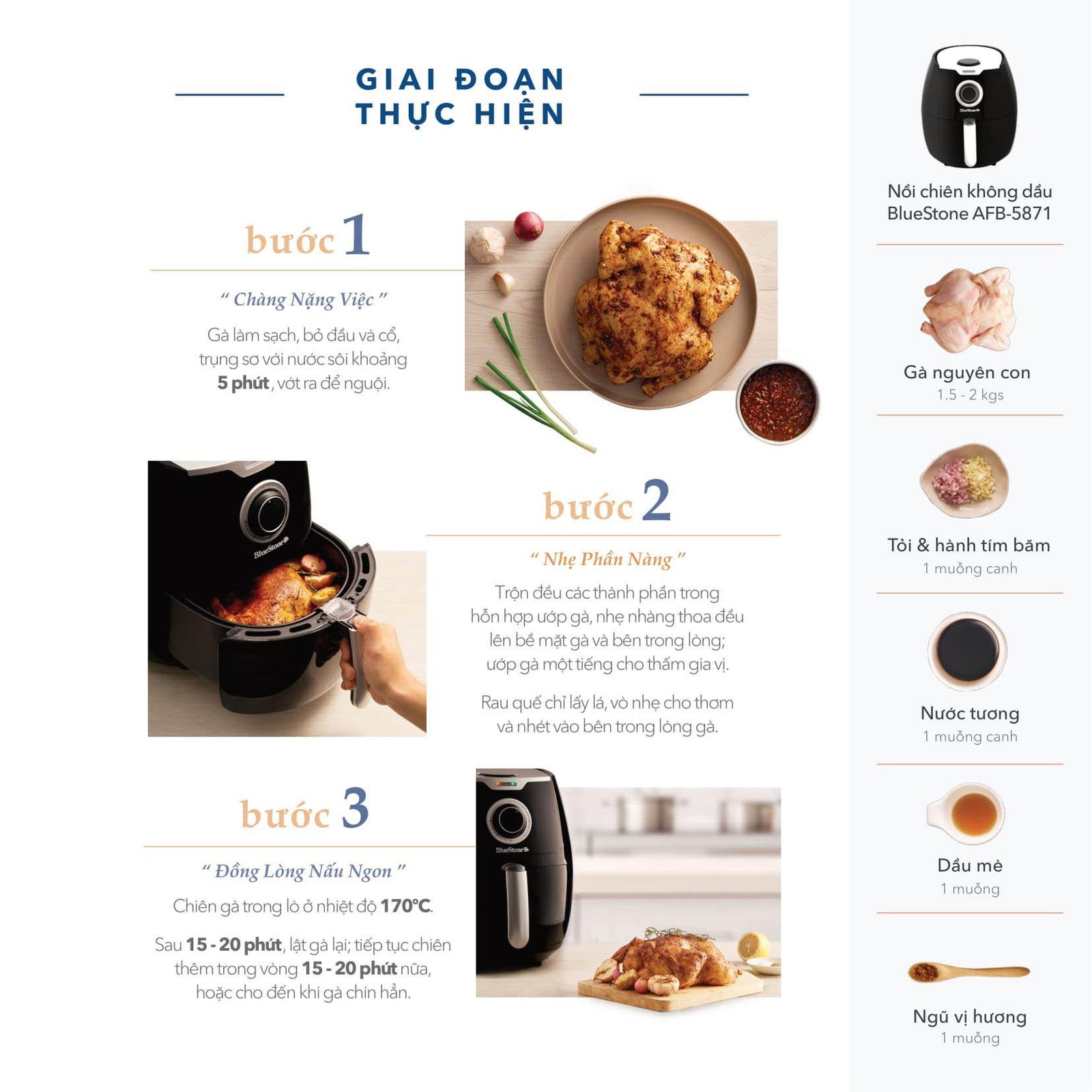 Cách làm gà chiên ngũ phúc với thịt mềm mọng bên trong