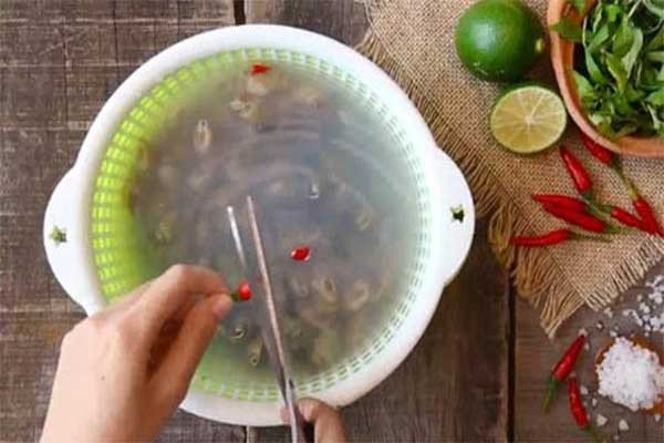 Cách ngâm ốc trong nước vo gạo có ớt để làm sạch hiệu quả
