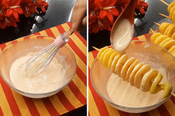 Cách pha bột chiên khoai tây lốc xoáy giòn rụm