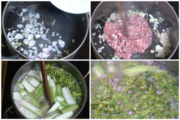 Canh hoa thiên lý thịt băm mướp hương thanh mát