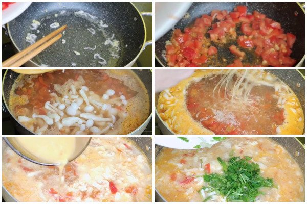Canh nấm cà chua trứng thơm ngon, bổ dưỡng