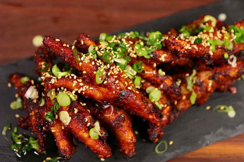 chân gà nướng sa tế bằng nồi chiên không dầu