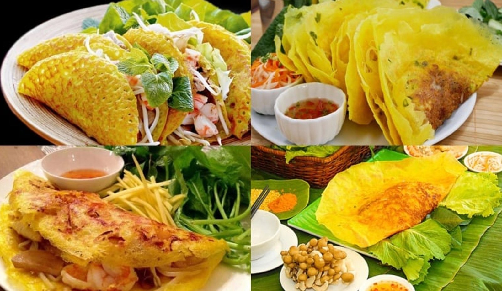 Chảo bánh xèo đang đổ giòn rụm