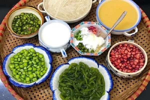 Chén bánh lọt nước cốt dừa xanh mát giải nhiệt ngày hè