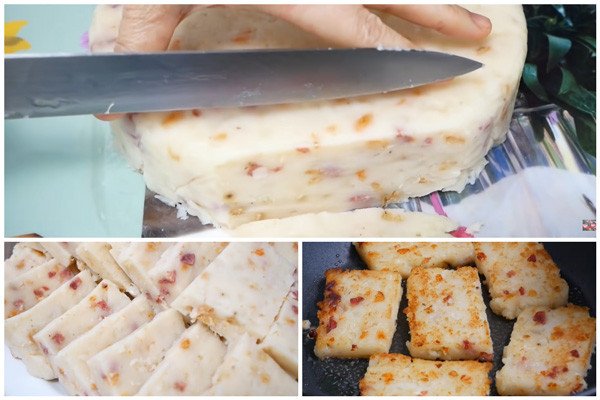 Chiên bánh củ cải trên lửa vừa để bánh vàng đều 2 mặt và giòn rụm