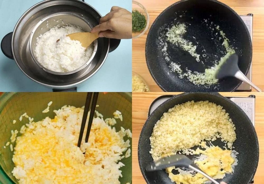 Chiên cơm vàng ươm và tơi xốp để ăn kèm gà rô-ti