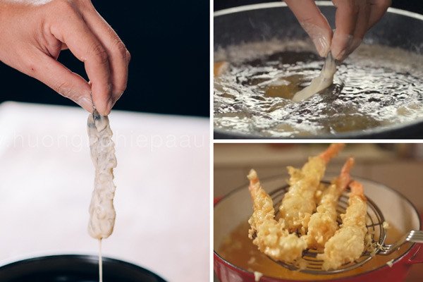 Chiên tôm tempura giòn