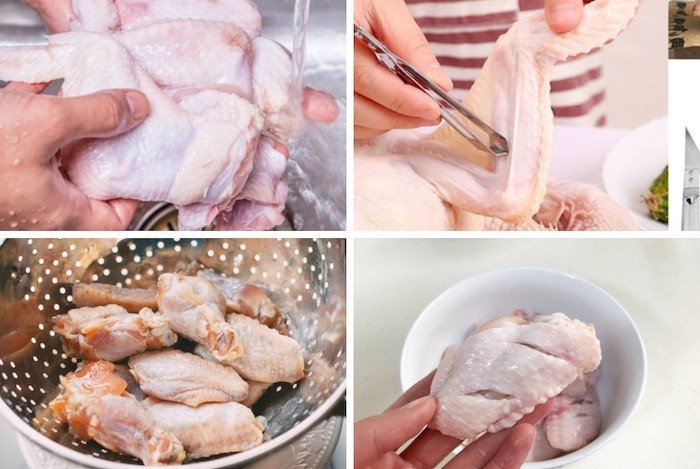 Chuẩn bị nguyên liệu cánh gà sạch sẽ trước khi ướp