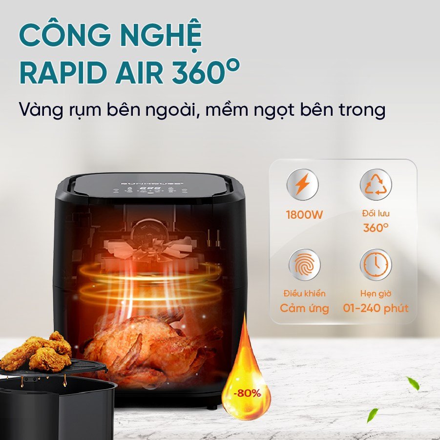 Công nghệ Rapid Air tối ưu hóa việc chiên rán lành mạnh