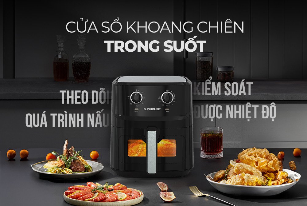 Cửa sổ khoang chiên trong suốt của nồi chiên không dầu
