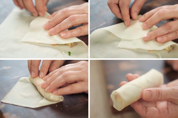 Cuộn chả giò chay đều tay