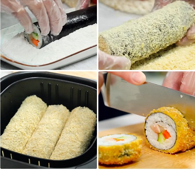 cuộn kimbap chiên giòn