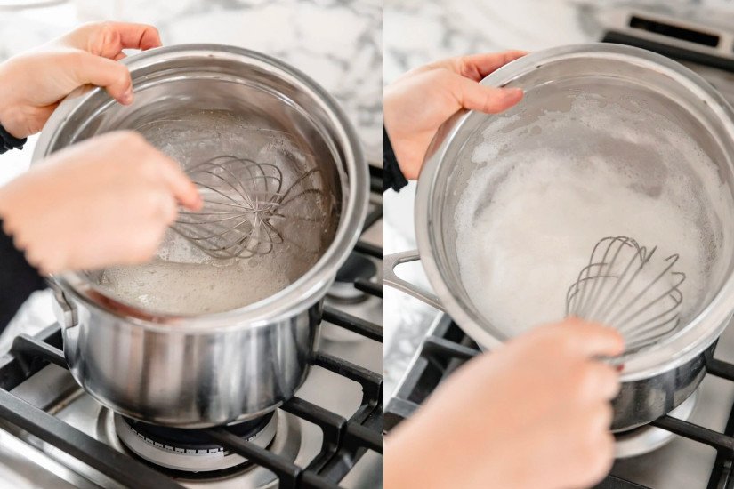Đánh bông lòng trắng trứng gà làm bánh Macaron chuẩn độ cứng