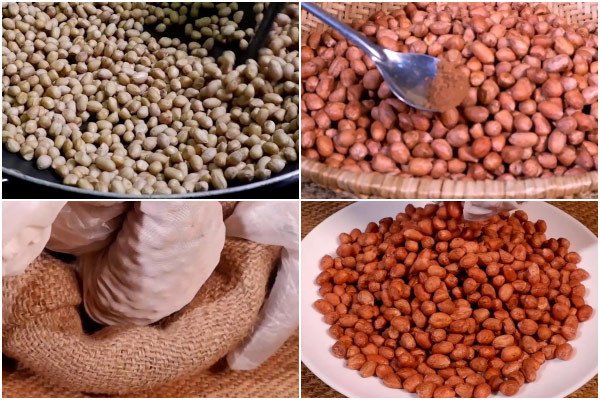 Đĩa lạc rang húng lìu vàng óng, giòn rụm hấp dẫn