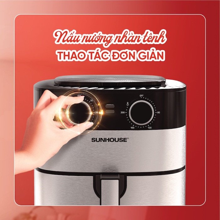 Điều chỉnh thời gian và nhiệt độ thủ công trên nồi chiên không dầu cơ để nướng đậu bắp