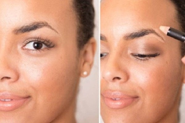 Dùng kem che khuyết điểm loại bỏ những nét vẽ chân mày bị lem, tạo sự sắc nét.