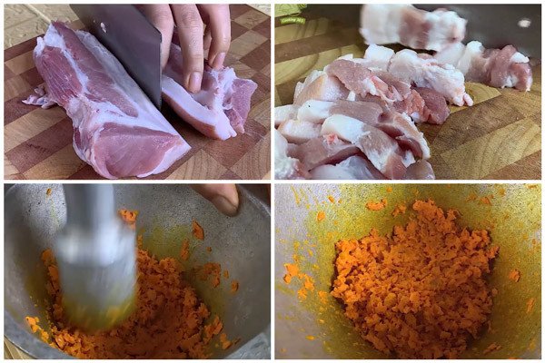 Giã nhuyễn nghệ tươi chuẩn bị cho món thịt kho nghệ thơm ngon