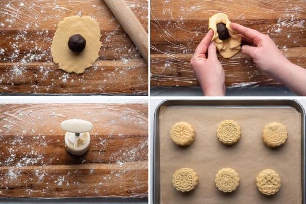Gói bánh Trung thu nhân khoai môn tỉ mỉ