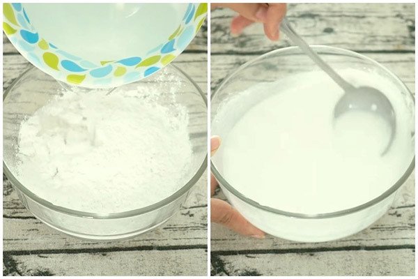 Cách Làm Bánh Ướt Lòng Gà Đà Lạt Thơm Ngon Chuẩn Vị Tại Nhà Hình ảnh minh họa cách pha bột gạo và bột năng để làm vỏ bánh ướt mềm mướt cho món bánh ướt lòng gà.