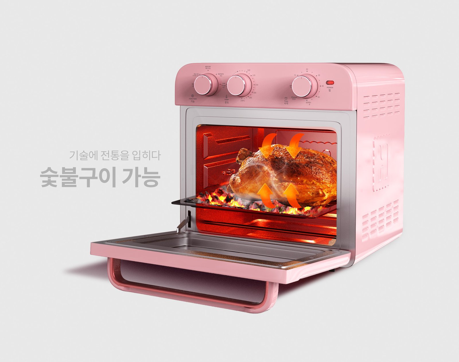 Hình ảnh nồi chiên không dầu với công nghệ đối lưu giúp nướng bánh mì cuộn len chín đều
