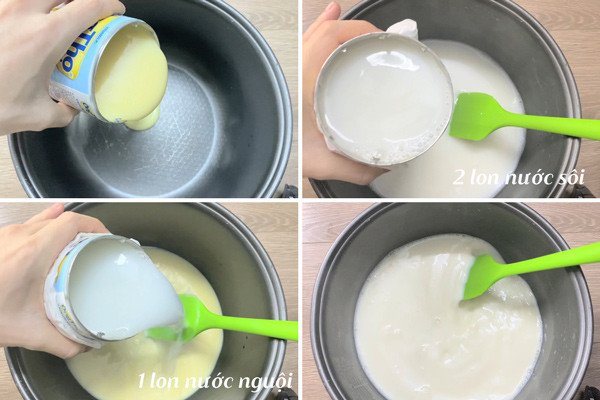Hòa tan sữa đặc Ông Thọ để làm sữa chua tại nhà