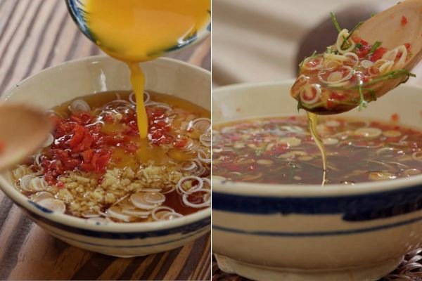 Hoàn thành chén nước chấm ốc chua cay mặn ngọt