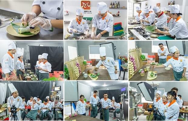 Học viên thực hành trang trí món ăn phong cách truyền thống Việt Nam