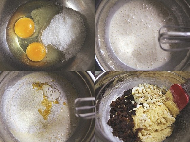 Hỗn hợp trứng và bột làm bánh biscotti giòn rụm
