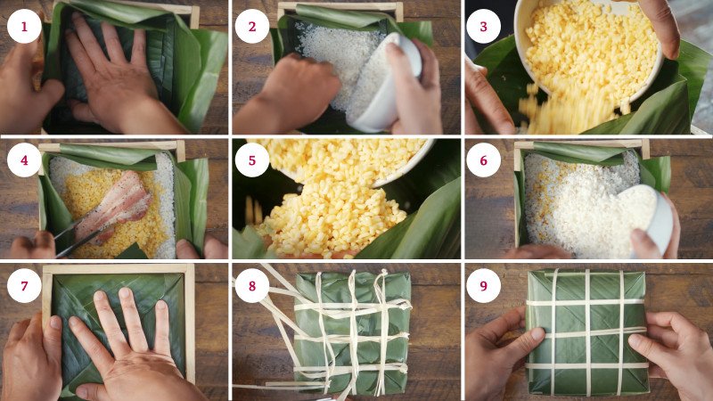 Hướng dẫn gói bánh chưng vuông vắn