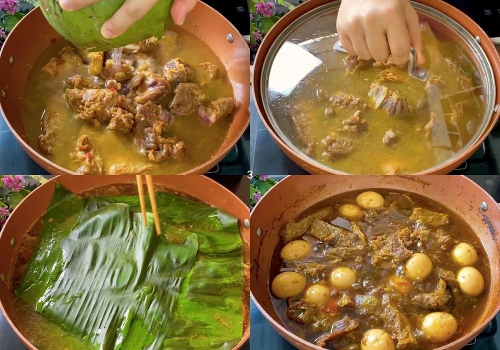 Kho thịt bò và trứng gà