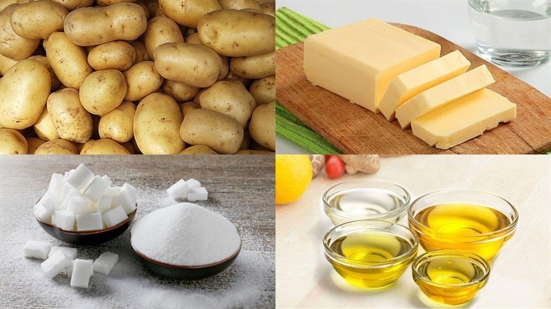 Khoai tây đã gọt vỏ và thái que sẵn sàng cho món khoai tây chiên bơ